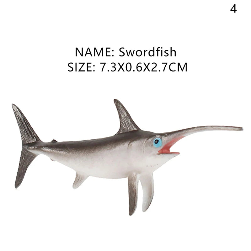 Simulation Marine Life Action Figures Ocean Animal Model Educational Toys Cake Topper,Collection Gift Shark Dolphin Hammerhead