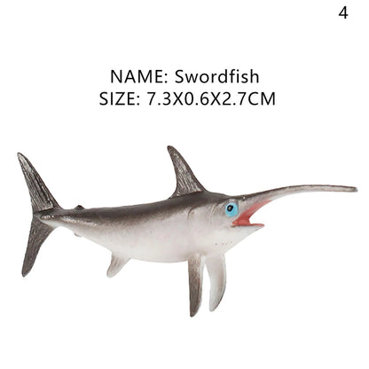 Simulation Marine Life Action Figures Ocean Animal Model Educational Toys Cake Topper,Collection Gift Shark Dolphin Hammerhead