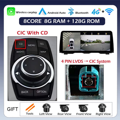 Android 14 Wireless CarPlay For BMW 5 Series F10 F11 2011 - 2017 CIC NBT System Car Radio Multimedia Video Player Navigation GPS