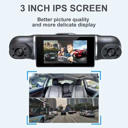 3.39 Inch IPS Screen Four Lens Vehicle DVR Dashboard Video Recorder Camera Black Car Dash Cam Monitor Universal Support 4 Lens