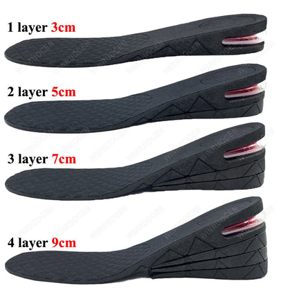 3-9cm Height Increase Insoles for Men Women Elevator Shoes Cushion Unisex Sneakers Heel Lifting Insert Heighten Insoles