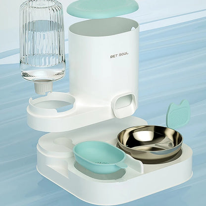 Comedero automático para gatos, cuenco de comida para gatos de gran capacidad con fuente de agua, dispensador para perros pequeños y gatos, contenedor de almacenamiento de alimentos