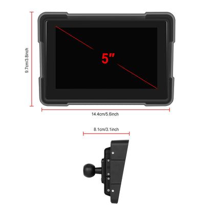 Podofo 5" Moniteur de moto Carplay Écran intelligent de voiture Portable Moto Sans fil Android Auto Navigation GPS IPX7