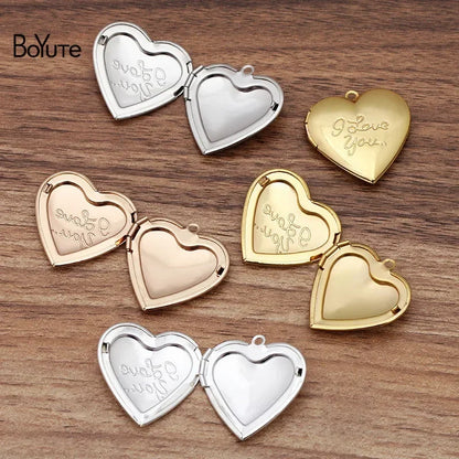 BoYuTe (10 Pieces/Lot) 29*27MM Heart Pendant I Love You Love Locket Factory Direct Wholesale Metal Brass Photo Locket Pendant