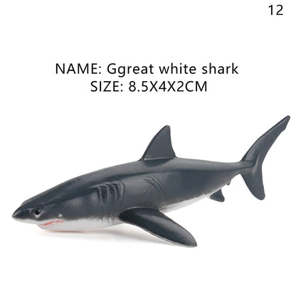 Simulation Marine Life Action Figures Ocean Animal Model Educational Toys Cake Topper,Collection Gift Shark Dolphin Hammerhead