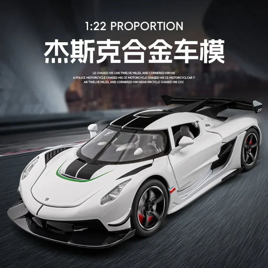 1:22 Jesko coche deportivo simulación de fundición a presión modelo de aleación de metal coche sonido luz pull back colección niños juguete regalos C359