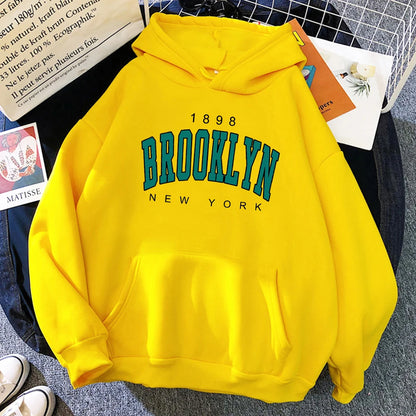 1898 Brooklyn New York Imprimé Femmes Sweats À Capuche Mode Polaire À Capuche Créativité Pull Vêtements Rue Lâche Sweats Femmes