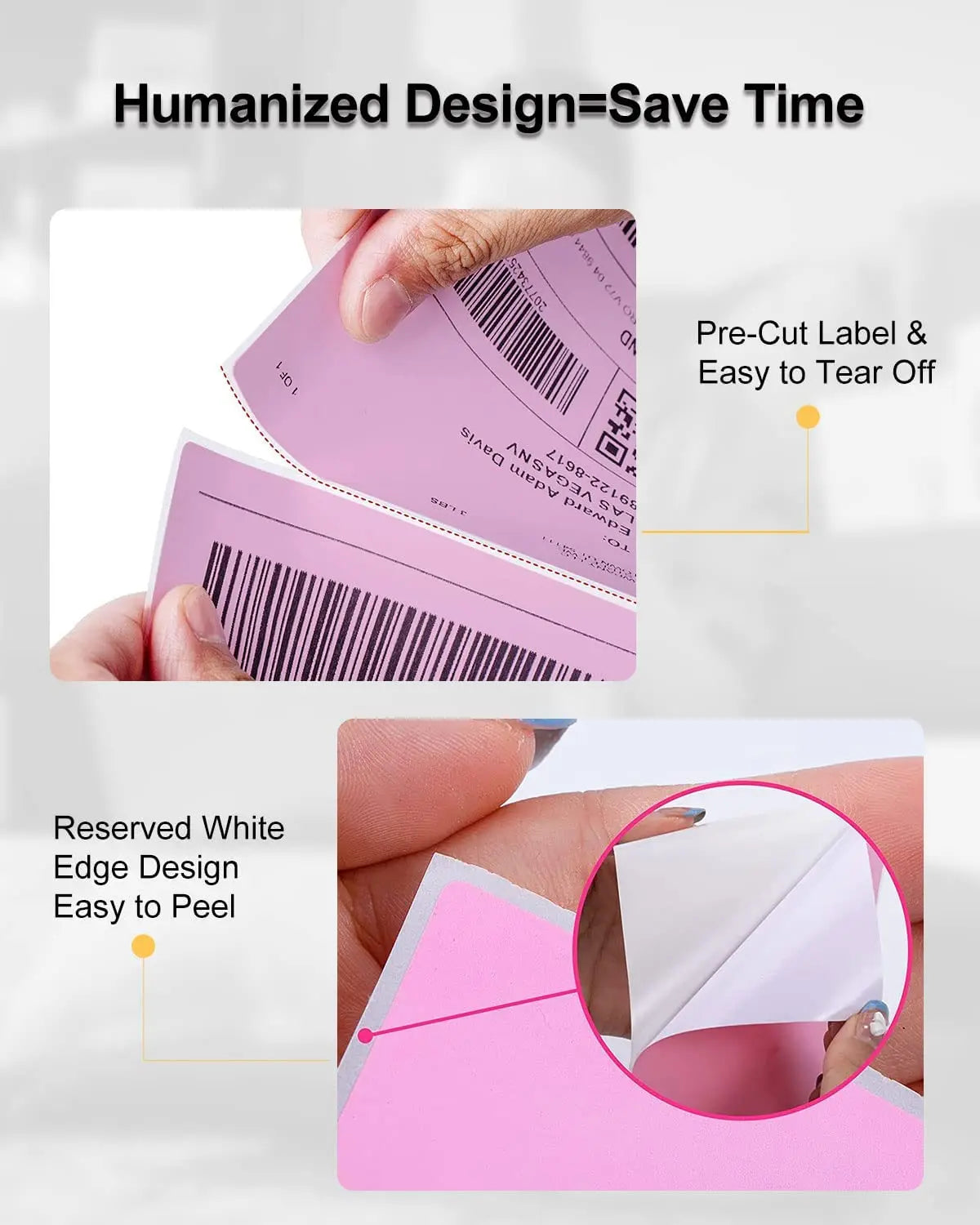 Phomemo 4x6 Thermal Labels for Shipping Label Printer - 500PCS Purple Mailing Labels 4x6 Direct Thermal Labels Fanfold BPA Free