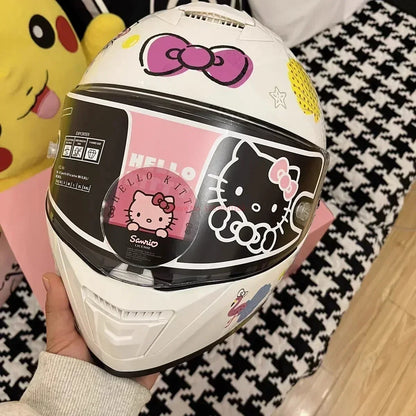 Sanrio Genuine Hello Kitty Motorcycle Helmet Full Face Racing Helmets Offroad Motorcycle Helmet Motorbike Kawaii Xmas Girl Gift