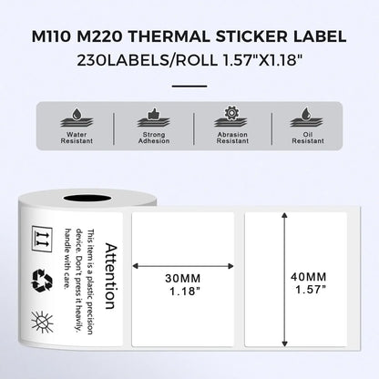 3 Rolls Thermal Sticker Label Paper Adhesive Square/Round Labels For M110/M221/M220/M120/M200/M110S For Logo,Address Label