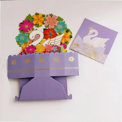 3D Pop Up Greeting Cards Merry Christmas Cards New Year Greeting Cards Birthday Blessing Postcard Swan Mermaid Thank You Cards
