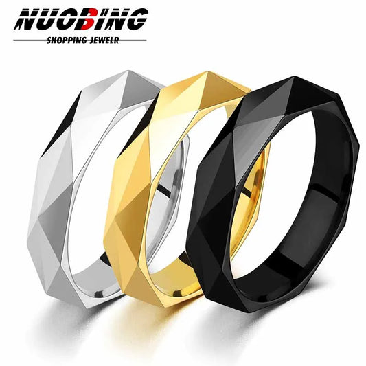 2024 New Couple Wedding Ring 3D Cutting Stainless Steel Promise Love Wedding Women's Engagement Ring Fashion Jewelry Gifts