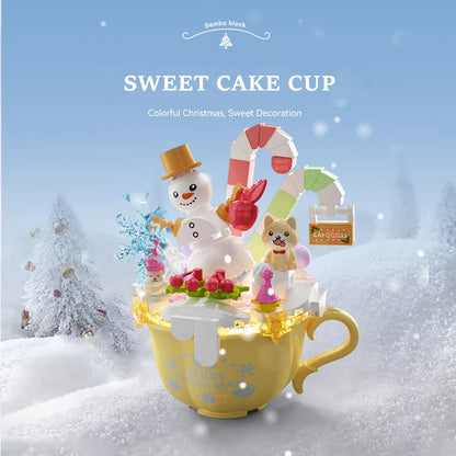 SEMBO Fantasy Christmas Tree Light Music Box Building Blocks MOC Sweet Cake Cup Model Bricks Toys Romantic Gifts for Girlfriend
