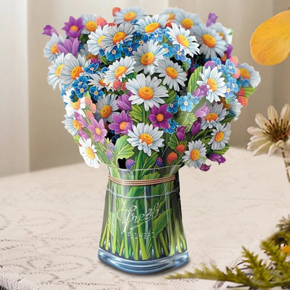 3D Pop Up Flower Greeting Card for Mothers Day Creative Multi-Style Bouquet Birthday Card Thank You Postcard for Birthday Easter