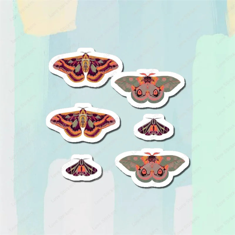 Pastel Moths 5PCS Stickers for Living Room Bumper Anime Cute Kid Car Art Print Window Home Decor