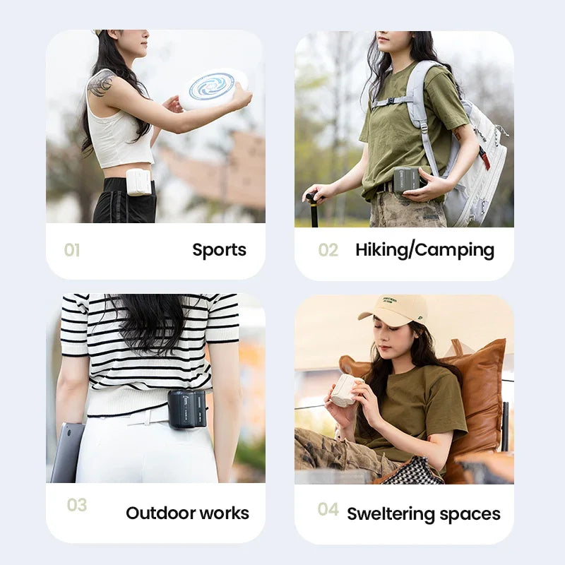 USB Fanless Fans Neck Portable Belt Fans Mini Cooling Fans Bladeless Rechargeable Wearable Air Cooler For Outdoor Sports Travel