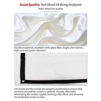 60-150 inch Portable Foldable Projector Screen High Density White No Creases Soft Projection Screen 16:9 for Home Indoor Outdoor