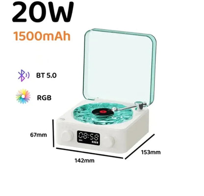 Haut-parleur Bluetooth Waves Vinyl Player avec bruit blanc, haut-parleur rétro pour platine vinyle, aide au sommeil, haut-parleur en forme de Vitrola avec lumière RVB