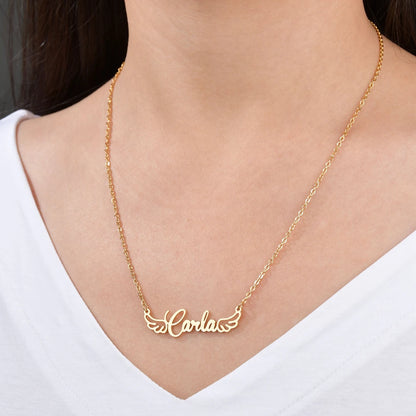 Atoztide New Personalized Custom Name Wing Necklaces Letters Stainless Butterfly Pendant Chain for Women Christmas Jewelry Gift