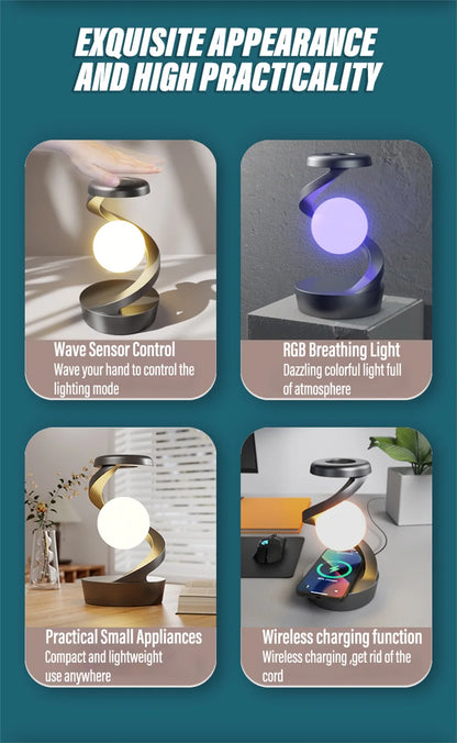 Rechargeable reading desk lamp Bedside night light Outdoor camping light With hand waving control mode Supports wireless  charge