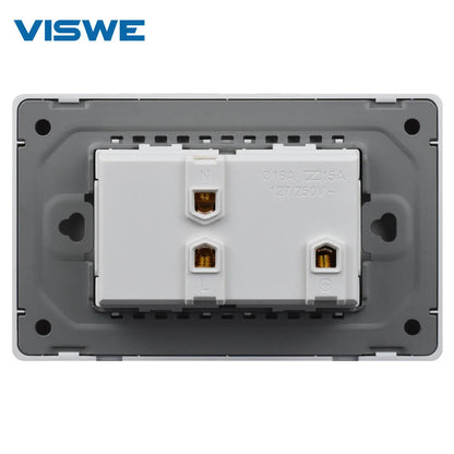 VISWE US Standard Electrical Plug, 118mm*72mm Tempered Glass Panel, American Power Outlet 15A Wall Socket