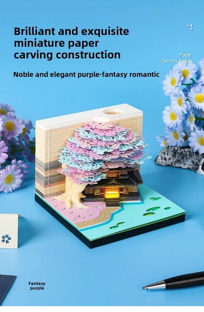 Treehouse 3D Desktop Calendar Sticky Notes Creative Crafts Souvenirs Paper Carvings Post-it Notes New Year Gifts Office Ornament