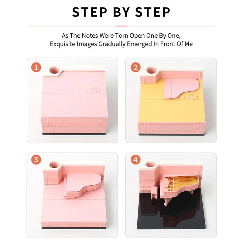 3D Piano Table Calendar Memo Pad Creative Exquisite Handicrafts Souvenirs DIY Desk Decoration New Year Gift for Office School